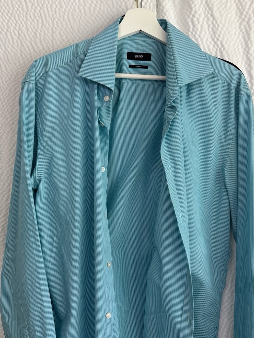 Hugo Boss Light Blue Pinstripe Men's Dress Shirt
